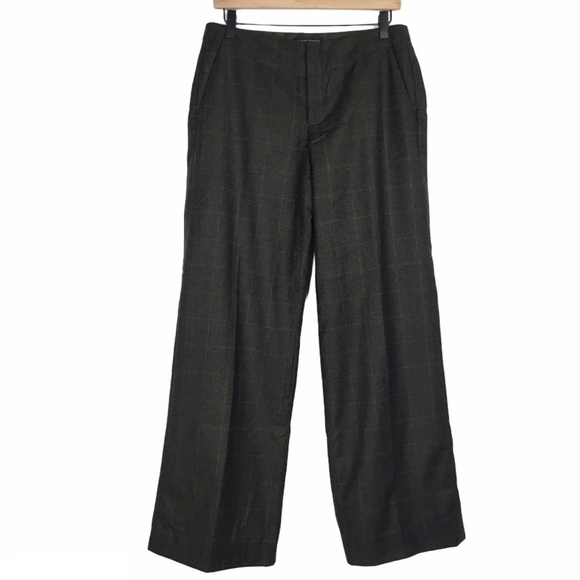 BANANA REPUBLIC Pants Martin 100% Wool Plaid Y2K Style Wide Leg Dark Academia 6 - Picture 1 of 12